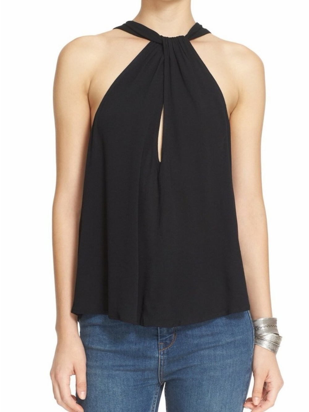 Free People Black Twist & Shout Halter Keyhole Camisole